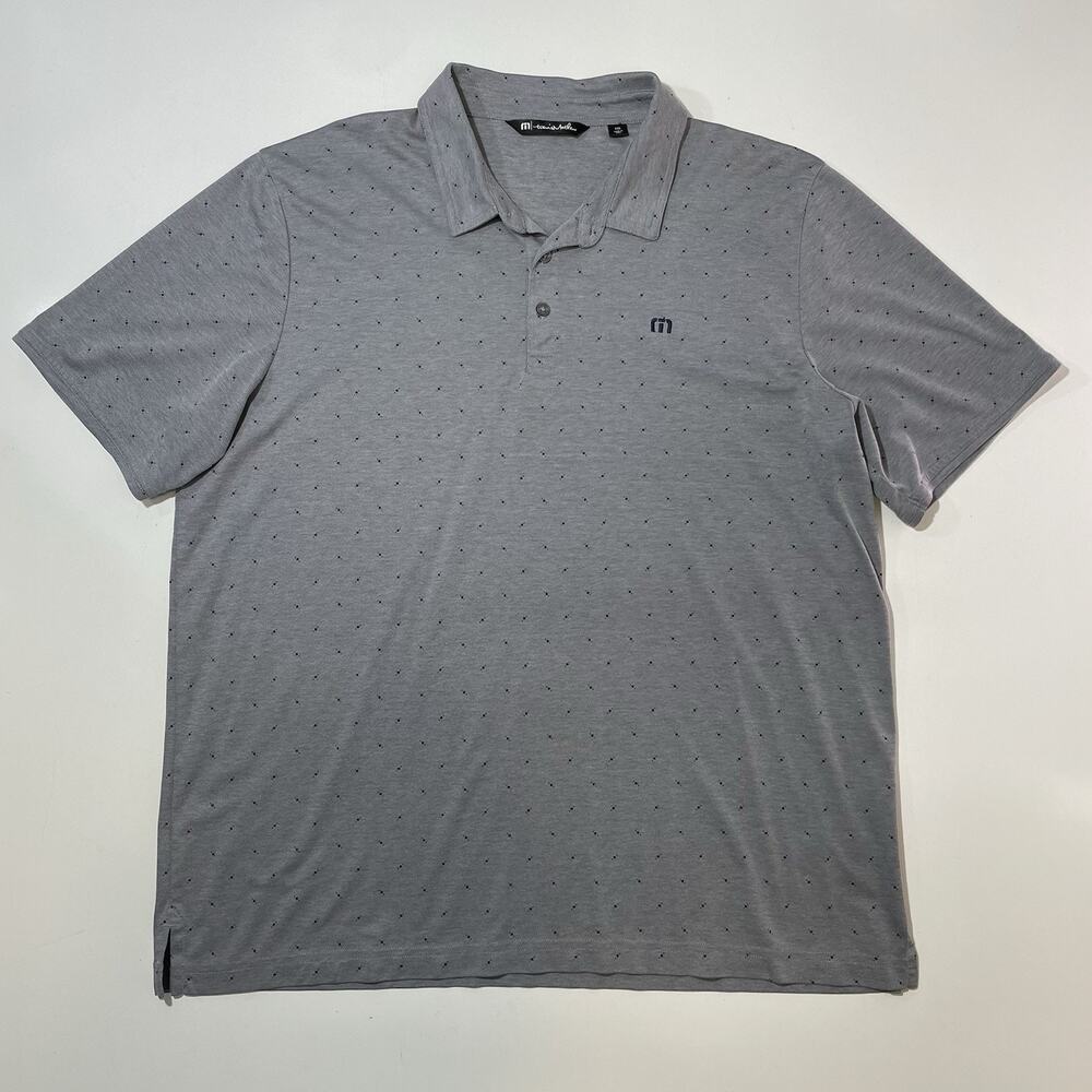 Travis Mathew Golf Polo Shirt Men’s XXL 2XL Gray Geometric Logo Performance